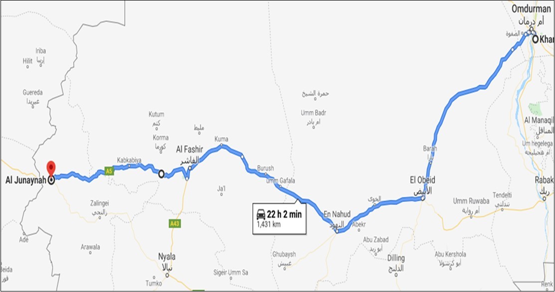 Case II Alternative Route (Omdurman-Bara-Al-Fasher-Kabkabya-Al-Junayna)