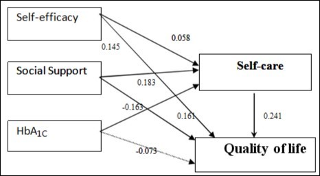 Path diagram based on direct and indirect effects of variables
